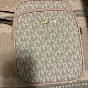 Michael Kors Beige and Pink Monogram Bag